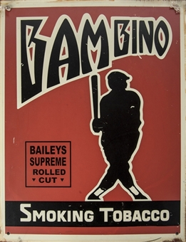 Vintage Babe Ruth "Bambino" Baileys Supreme Rolled Cut Smoking Tobacco Sign